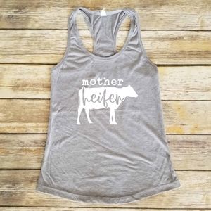 Mother Heifer - cow, mom - fitted ladies tank